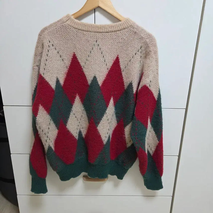 [BUNJANG] Argyle Knit Sweater (Size S, Oversized Fit) / 아가일니트 S사이즈 오버핏