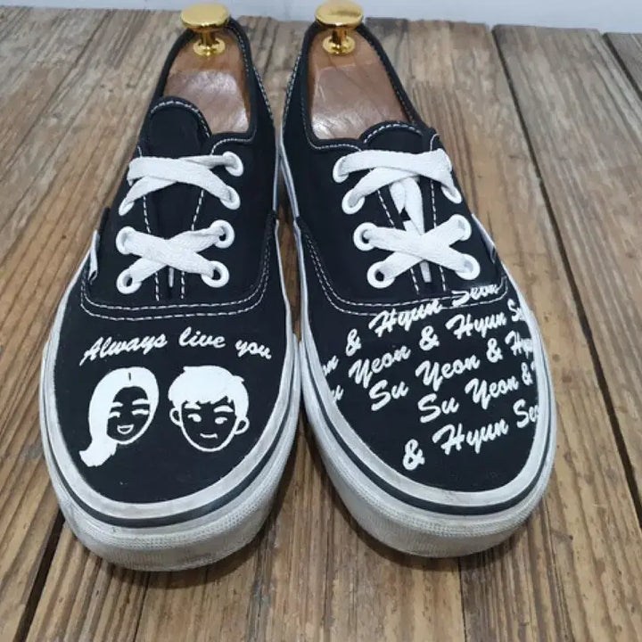 [BUNJANG] Vans Black Custom Sneakers (240MM) / Vans 반스 블랙 커스텀 스니커즈 (240MM)