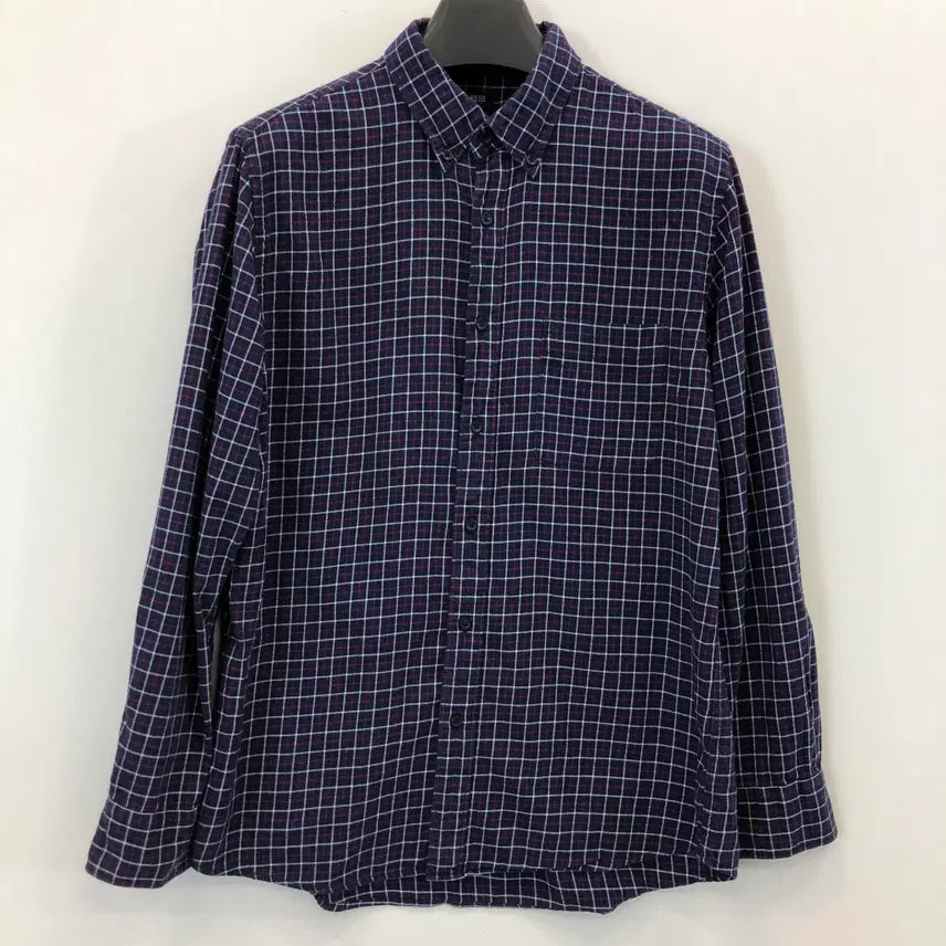 [BUNJANG] Uniqlo Button-Down Check Shirt Navy L / 유니클로 버튼다운 체크셔츠 L 네이비