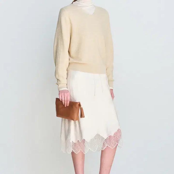 [BUNJANG] Hanssem LÄTT Wool V-Neck Knit (Ecru) / [새상품/정품] 한섬 래트 울 브이넥 니트 (에크루)