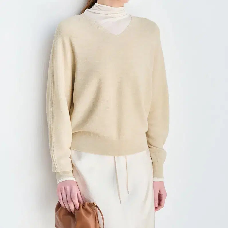 [BUNJANG] Hanssem LÄTT Wool V-Neck Knit (Ecru) / [새상품/정품] 한섬 래트 울 브이넥 니트 (에크루)