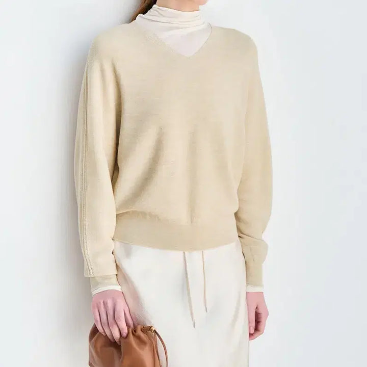 [BUNJANG] Hanssem LÄTT Wool V-Neck Knit (Ecru) / [새상품/정품] 한섬 래트 울 브이넥 니트 (에크루)