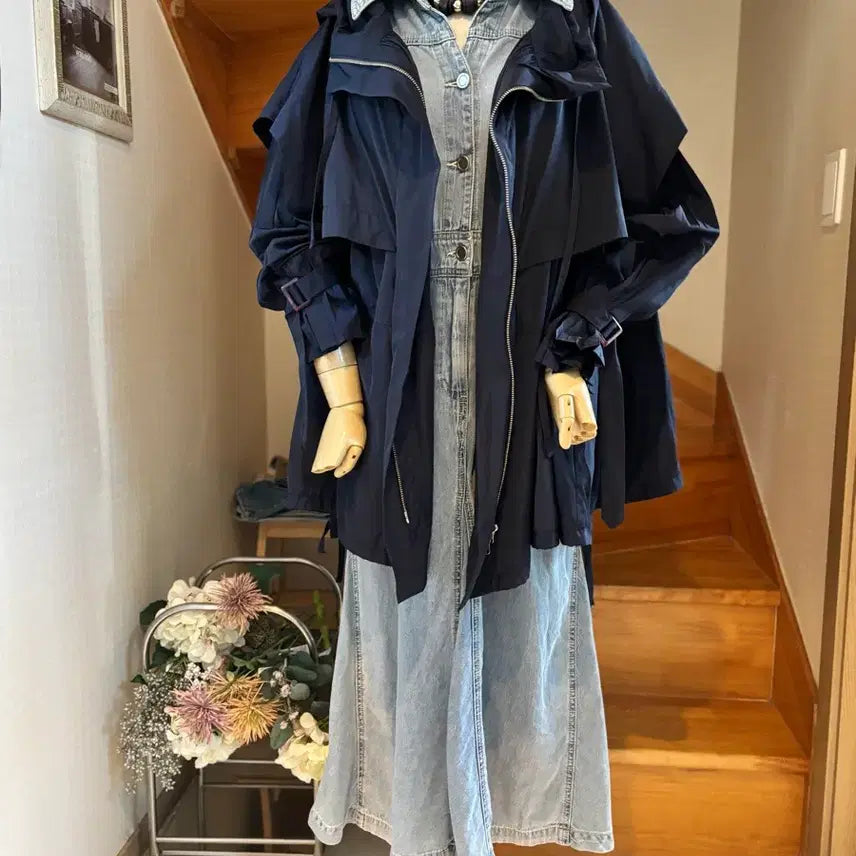 [BUNJANG] Navy Windbreaker Set Prada Fabric Full Shirring High-End / 네이비 바람막이 세트  풀셔링 프라다원단.고가라인