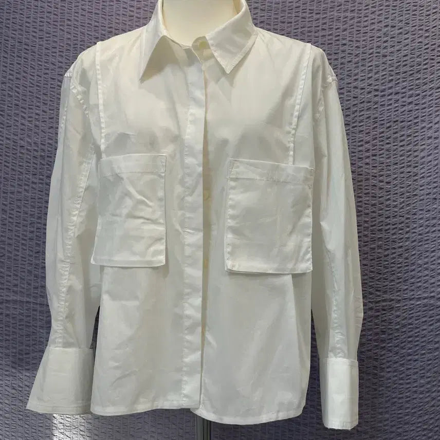 [BUNJANG] TIME Patch Pocket Cropped Shirt White / 25년타임 TIME 패치 포켓 크롭 셔츠 화이트 38(M) 새옷급