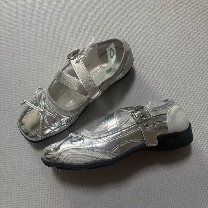 [BUNJANG] Silver Mary Jane Flats / 실버 메리제인 단화 구두 운동화