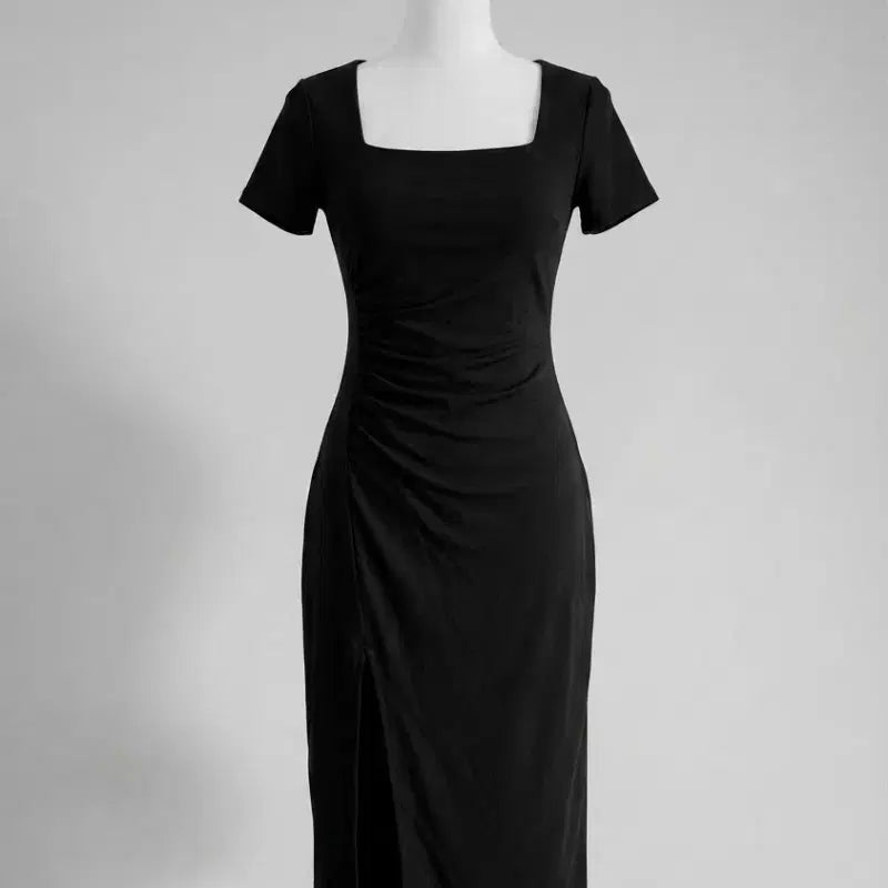 [BUNJANG] Merryna Shirring Slit Long Dress / 셔링 트임 롱 원피스 2color