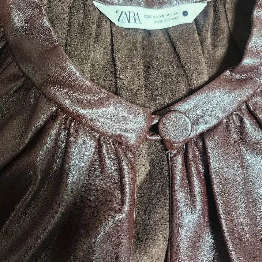 [BUNJANG] ZARA Brown Leather Blouse / 자라 ZARA 브라운 레더 블라우스
