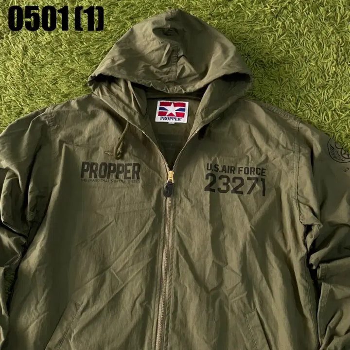 [BUNJANG] PROPER U.S. Air Force Hooded Jacket Khaki L / PROPER 프로퍼 U.S. 에어포스 후드 자켓 카키 L