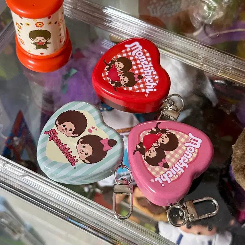 [BUNJANG] Monchhichi Dubai Heart Choco Tin Keychain / 지에스 몬치치 두바이 하트초코틴
