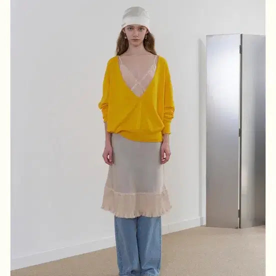 [BUNJANG] Kind Knit Ribbon V-Neck Knit / (새제품) 리본빛 브이넥 니트 kind knit