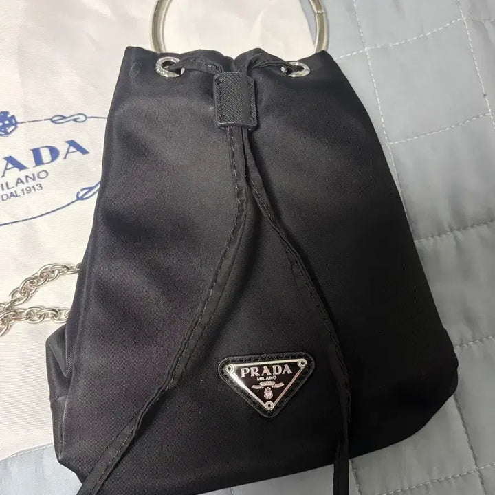 [BUNJANG] Prada Drawstring Pouch Chain Bucket Bag Crossbody / 프라다복조리파우치 체인 버킷백 크로스백