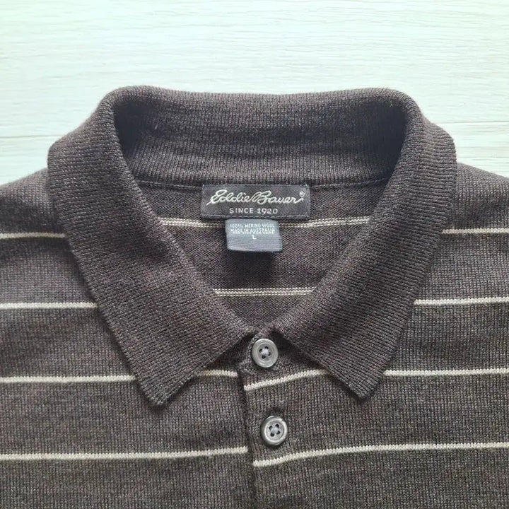 [BUNJANG] Eddie Bauer Merino Wool Polo Shirt - Brown / L)에디바우어 메리노울 폴로 셔츠 브라운