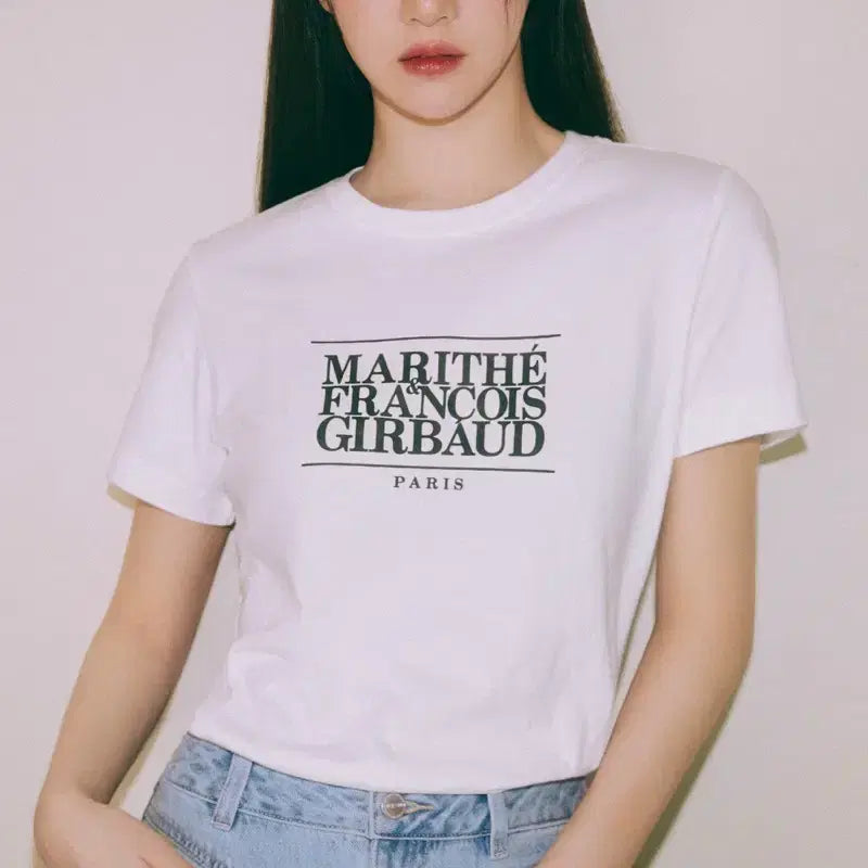 [BUNJANG] Marithe Francois Girbaud W CLASSIC LOGO CROP TEE White / 마리떼 프랑소와 저버 W CLASSIC LOGO CROP TEE whit