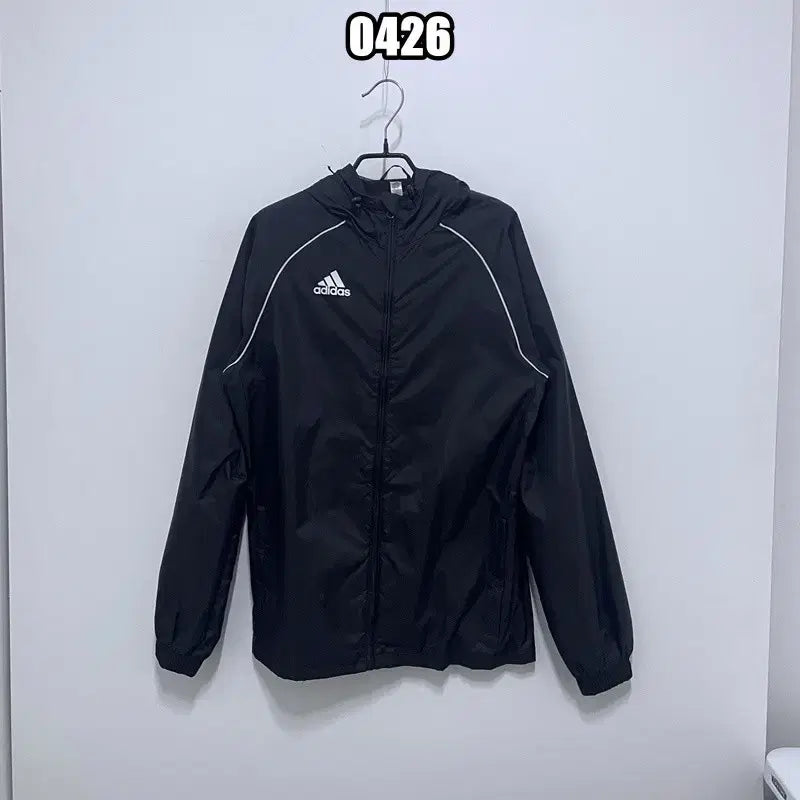 [BUNJANG] Adidas Performance Black Windbreaker Hooded Jacket / M 아디다스 퍼포먼스 라인 블랙 바람막이 후드 재킷