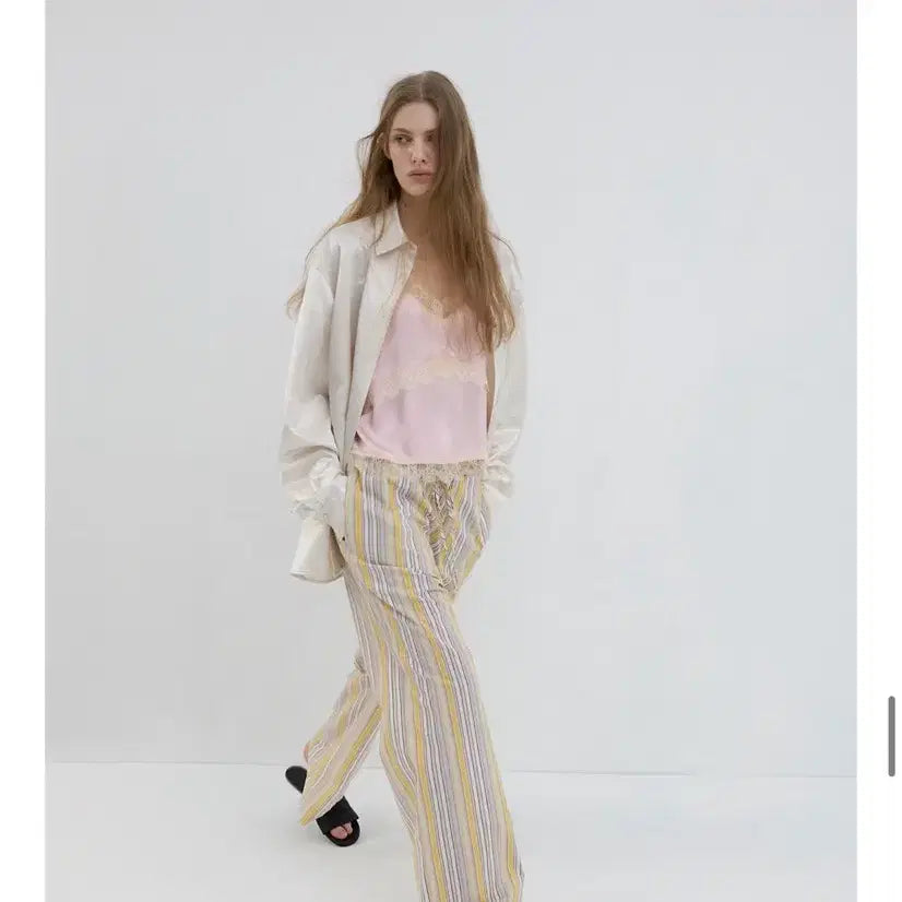 [BUNJANG] Overdue Flare Stripe Wide Pants Yellow / 오버듀플레어 STRIPE WIDE PANTS_YELLOW