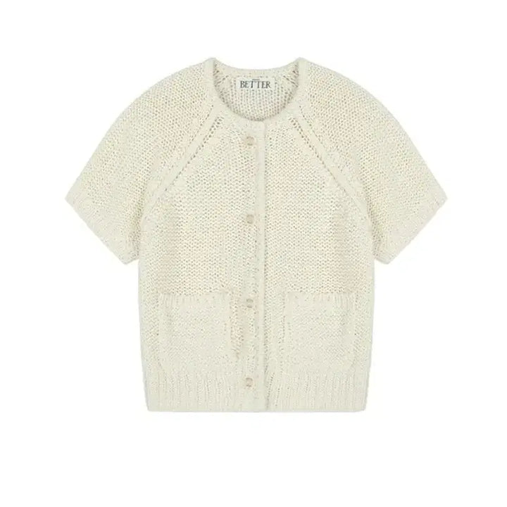[BUNJANG] Knownbetter Half Sleeved Cardigan Light Beige / 노운베러 하프 슬리브드 가디건