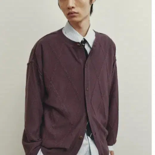 [BUNJANG] L VIVIENNE Reversible Cardigan Purple / [L]유스 25ss 리버서블 가디건 퍼플