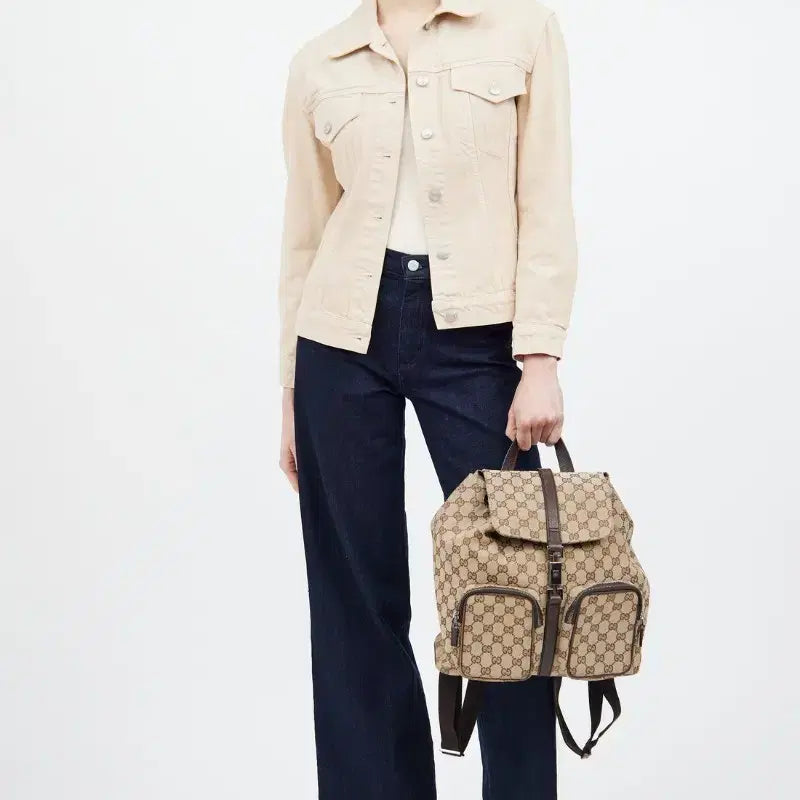 [BUNJANG] Gucci GG Jacquard Two Pocket Jackie Backpack / [정품] 구찌 GG 자가드 투포켓 재키 백팩
