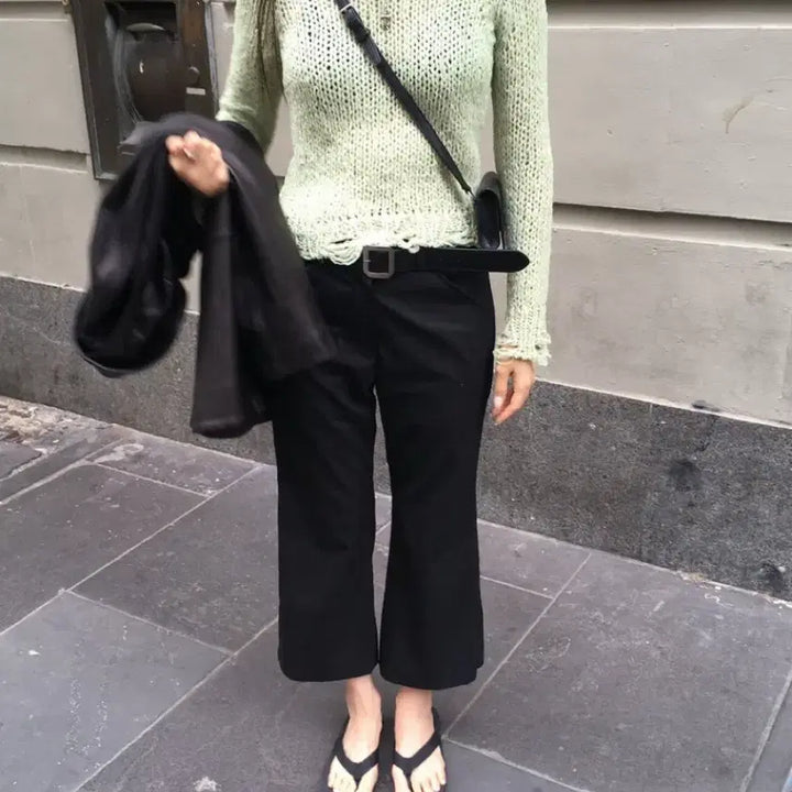 [BUNJANG] Breed Capri Bootcut Pants Black S / 브리드 카프리 부츠컷 팬츠 블랙 s