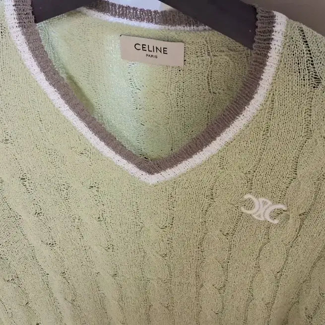 [BUNJANG] Celine Green V-Neck Knit Top / 새상품 셀린느 브이넥 66.77