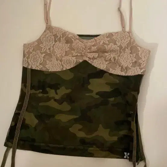 [BUNJANG] Kimyo Camo Lace Mix Tank Top / (택포) Kimyo 카모 믹스 나시
