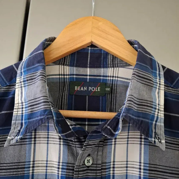 [BUNJANG] Beanpole Blue Check Short Sleeve Shirt / 빈폴 블루 체크 반팔 셔츠
