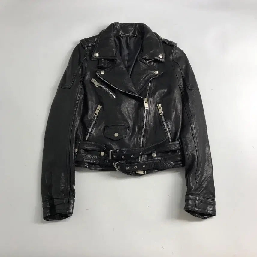 [BUNJANG] Leather Belted Rider Jacket / 레더 벨티드 라이더 자켓
