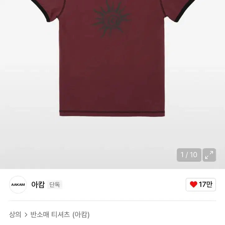 [BUNJANG] Arkham Cracked Sun Ringer Short-Sleeve Top (Wine) / 아캄 반팔 Cracked Sun Ringer Top (Wine)