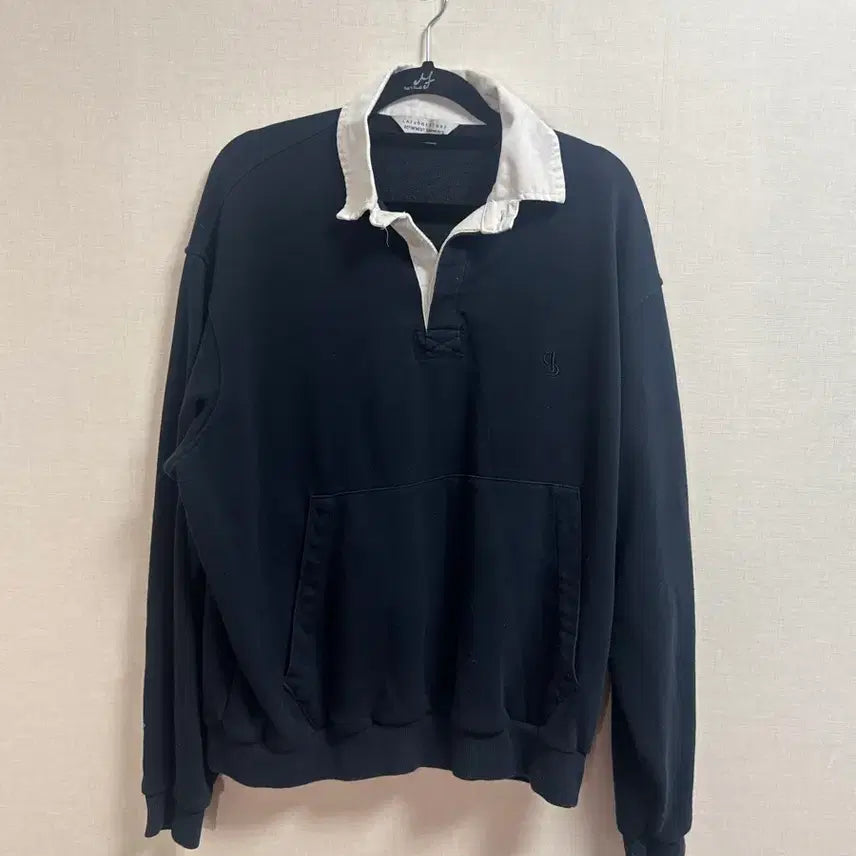 [BUNJANG] La Fancystore Navy Collared Sweatshirt M / 라퍼지스토어 네이비 카라 맨투맨 M