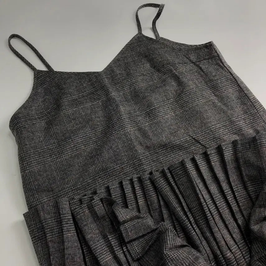 [BUNJANG] Check Pleats Long Dress / 체크 플리츠 롱 원피스