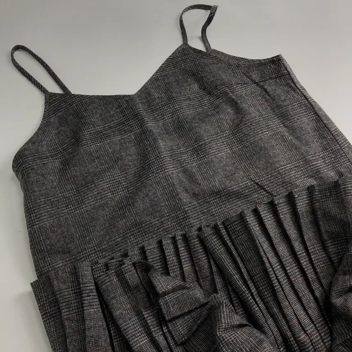 [BUNJANG] Check Pleats Long Dress / 체크 플리츠 롱 원피스