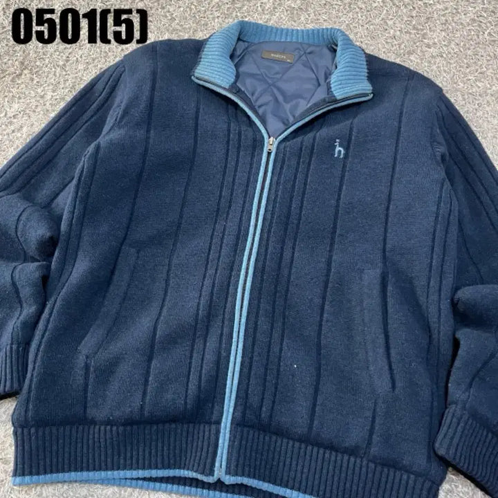 [BUNJANG] HAZZYS Navy Knit Zip-Up Cardigan / HAZZYS 헤지스 네이비 니트 집업 가디건