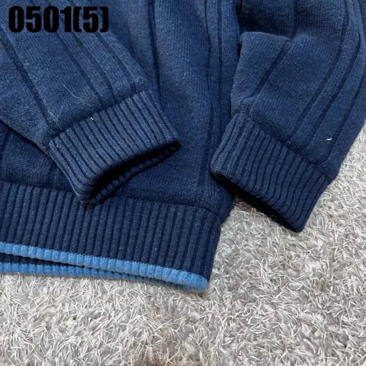 [BUNJANG] HAZZYS Navy Knit Zip-Up Cardigan / HAZZYS 헤지스 네이비 니트 집업 가디건