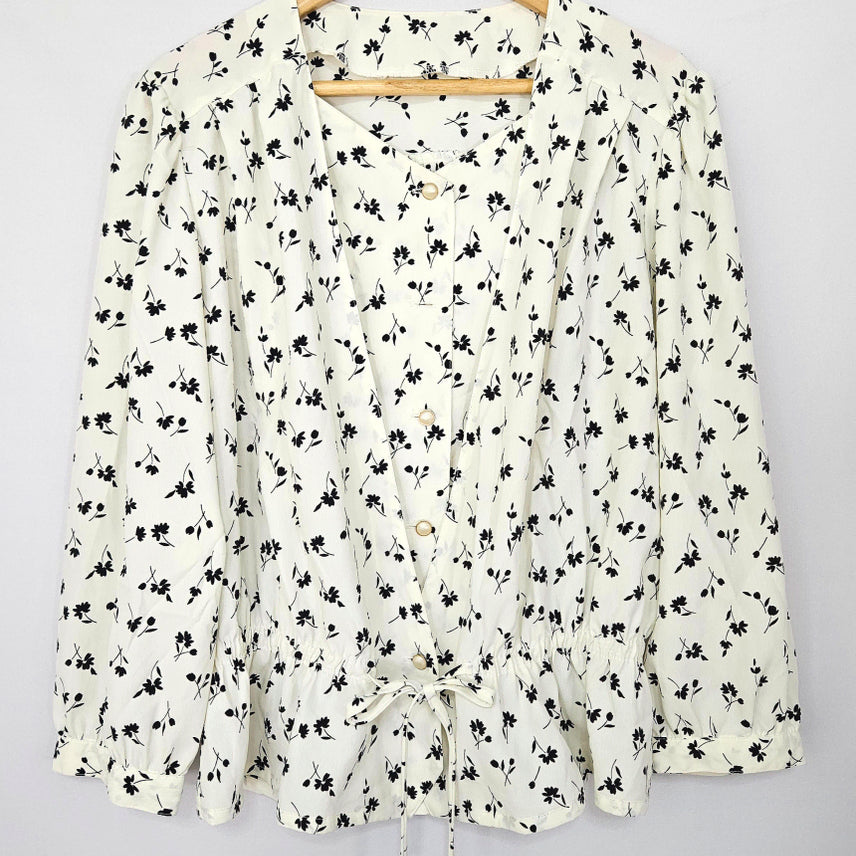 [BUNJANG] Dinding Flower Waist Banding Blouse / 딩동 :) 플라워 허리밴딩 블라우스13