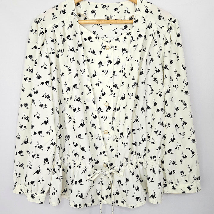 [BUNJANG] Dinding Flower Waist Banding Blouse / 딩동 :) 플라워 허리밴딩 블라우스13