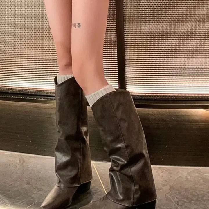 [BUNJANG] Brown Long Western Style Boots / 브라운 롱 부츠 웨스턴 스타일 여성용