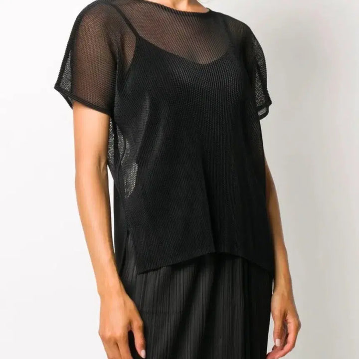 [BUNJANG] Pleats Please See-Through Crew Neck T-Shirt / 플리츠플리즈 시스루 크루 넥 티셔츠