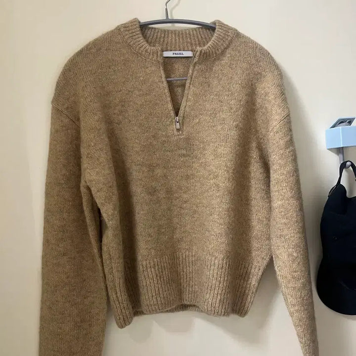 [BUNJANG] Pretzel Half-Neck Knit Beige / 프레즐 하프넥 니트 베이지