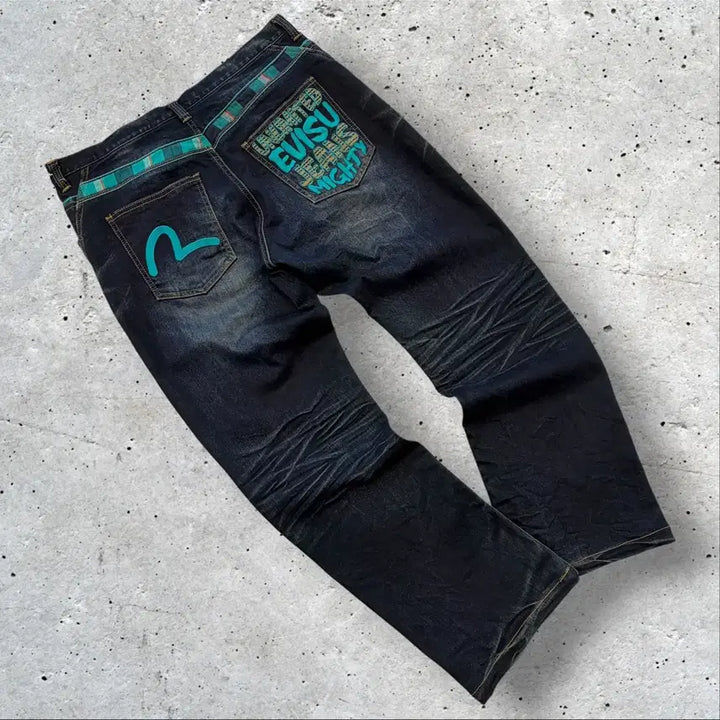 [BUNJANG] EVISU Big Logo Denim Jeans Pants D928 / [36] EVISU 에비수 진스 빅로고 데님 청바지 팬츠 D928