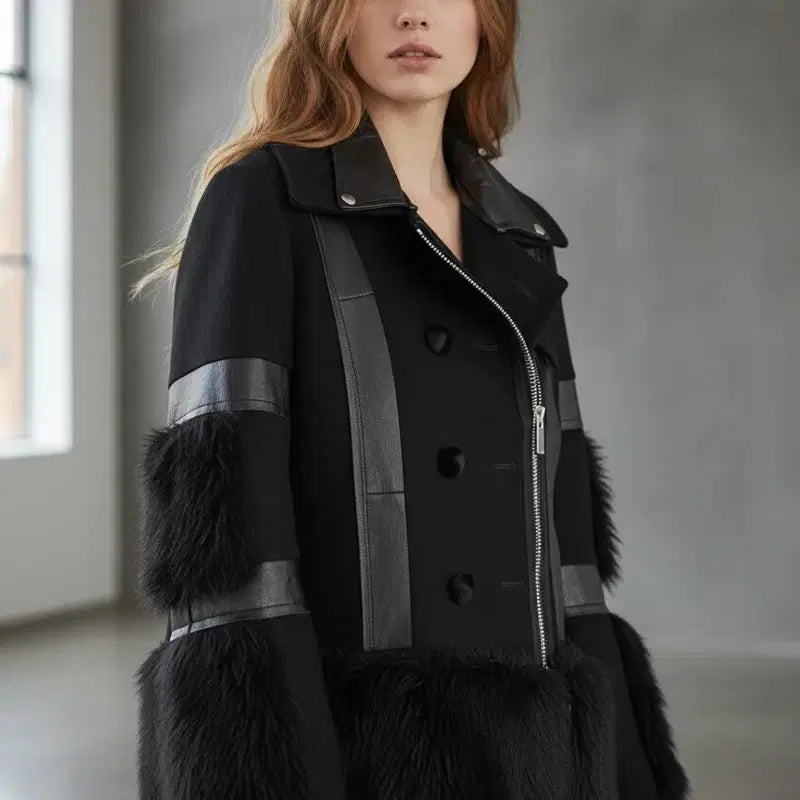 [BUNJANG] Sacai Wool Fur Peacoat Jacket / 사카이 울 퍼 피코트 자켓(2/루즈55~66(Free)