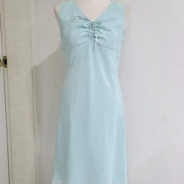 [BUNJANG] Mint Core Mori Girl Dot Shirring Frill Romantic Balletcore Suzukolong Dress / 일본빈티지)민트코어 모리걸 도트셔링프릴 로맨틱 발레코어 스즈코롱원피스