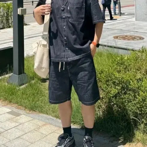 [BUNJANG] Plac Denim Shorts Set XL / 플랙 데님 반바지 세트 xl