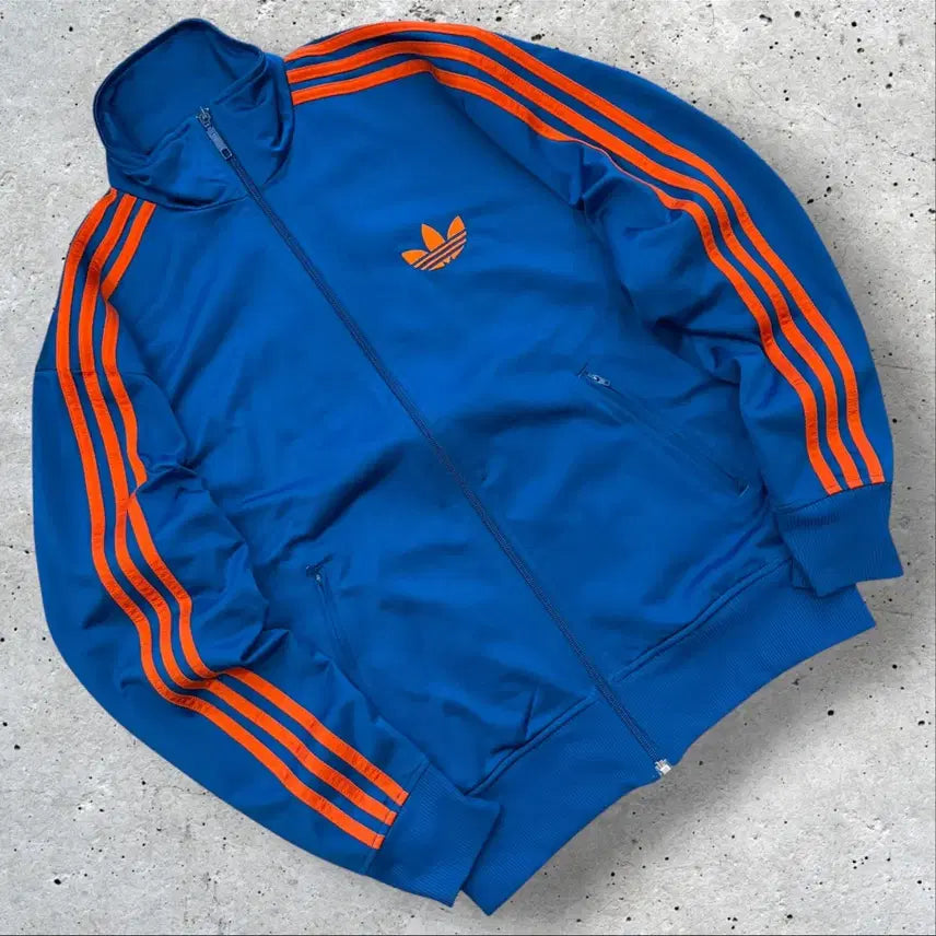 [BUNJANG] Adidas Firebird Track Top Zip-Up Jacket Blue Orange / [95] 12s 아디다스 파이어버드 트랙탑 져지 집업 블루 주황 D936