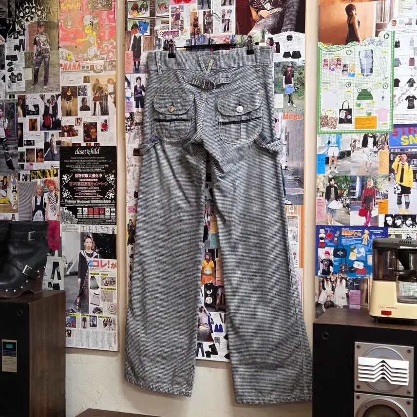 [BUNJANG] Japanese Houndstooth Check Carpenter Bootcut Pants / JPN 하운드 투스 체크 카펜터 부츠컷 팬츠