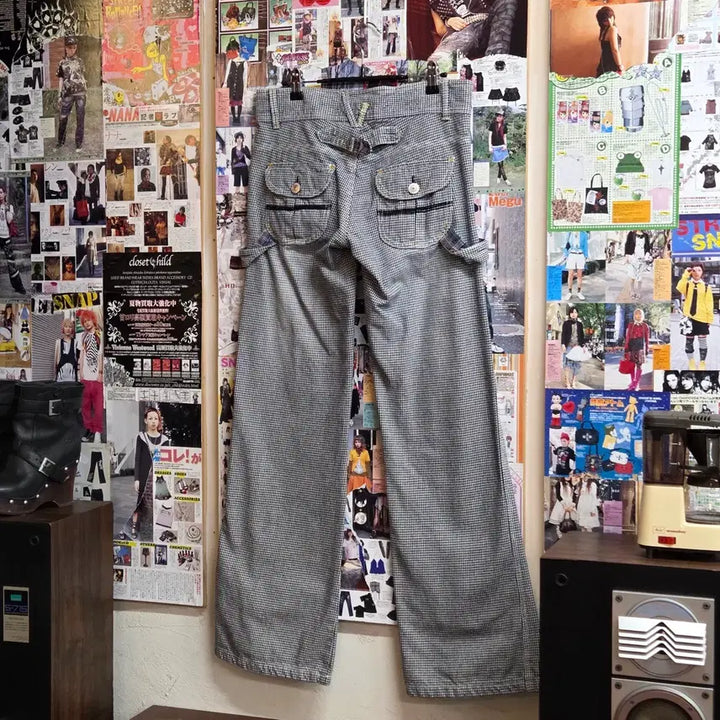 [BUNJANG] Japanese Houndstooth Check Carpenter Bootcut Pants / JPN 하운드 투스 체크 카펜터 부츠컷 팬츠