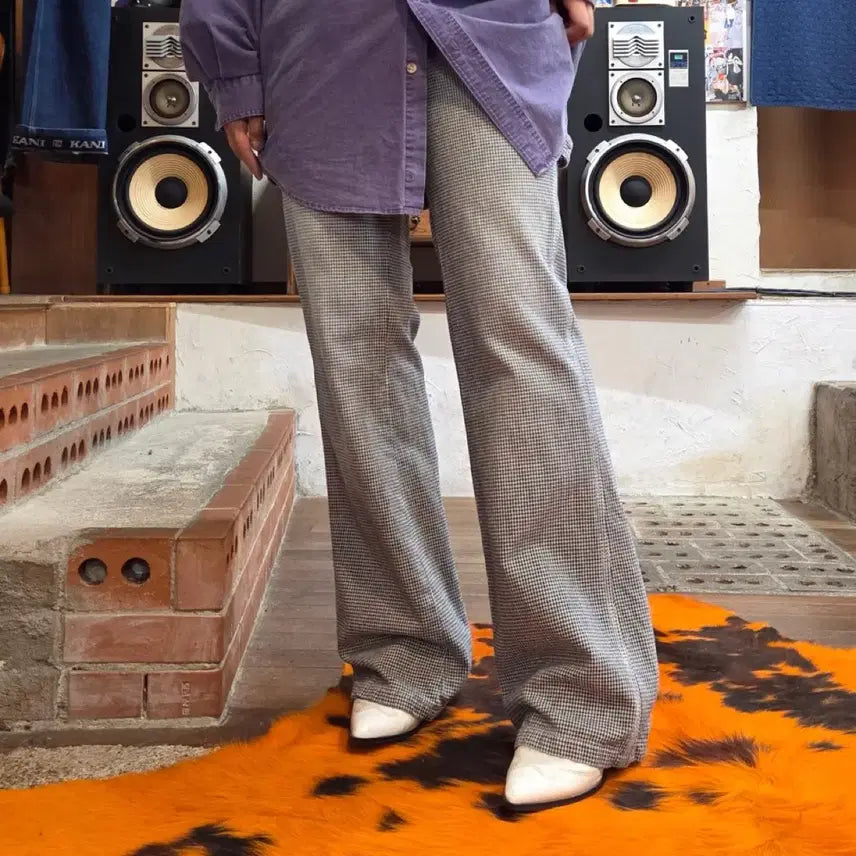 [BUNJANG] Japanese Houndstooth Check Carpenter Bootcut Pants / JPN 하운드 투스 체크 카펜터 부츠컷 팬츠