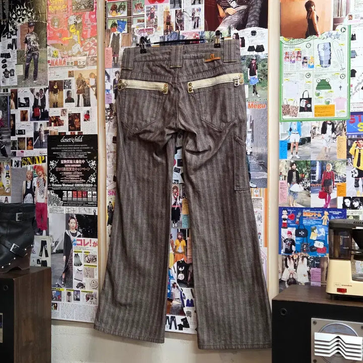 [BUNJANG] Herringbone Stripe Bootcut Pants / JPN 헤링본 스트라이프 부츠컷 팬츠
