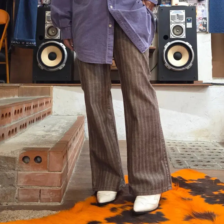[BUNJANG] Herringbone Stripe Bootcut Pants / JPN 헤링본 스트라이프 부츠컷 팬츠