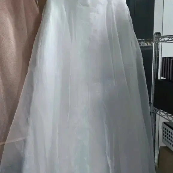 [BUNJANG] Square Neck Puff Sleeve Wedding Dress / 화이트 퍼프 웨딩 드레스