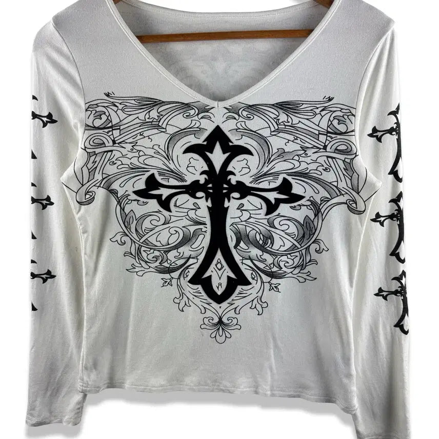[BUNJANG] Y2K Punk Long Sleeve Top / JPN 펑크 Y2K 크로스 딱붙 롱슬리브3245